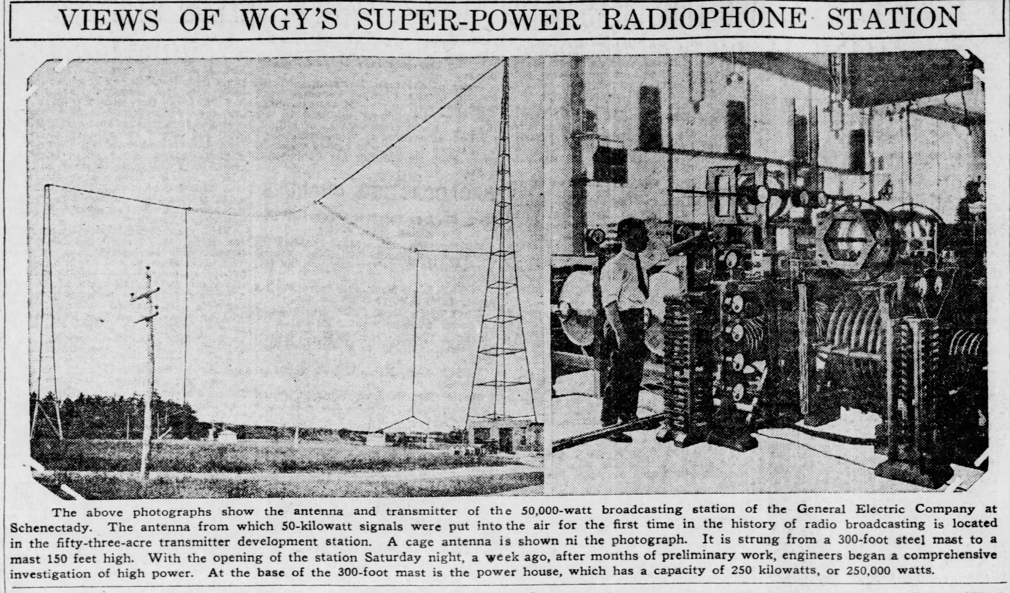Views of WGY radio station, 1925